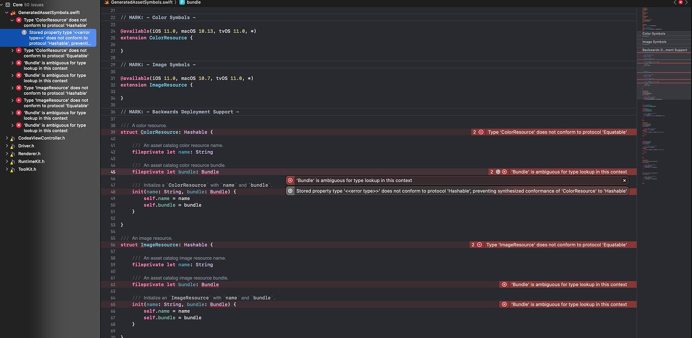 Xcode Build Errors with GeneratedAssetSymbols.swift - Bugs - Codea Talk